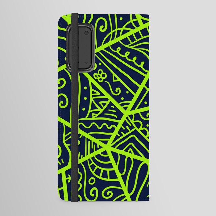 Black & Green White Color Funar Line Design Android Wallet Case