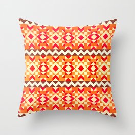 Tribal Navajo Pattern - Orange Burst Throw Pillow