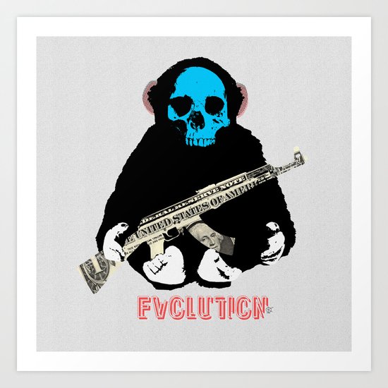 Evolution - (The MonkeyMan & The Gun) Art Print