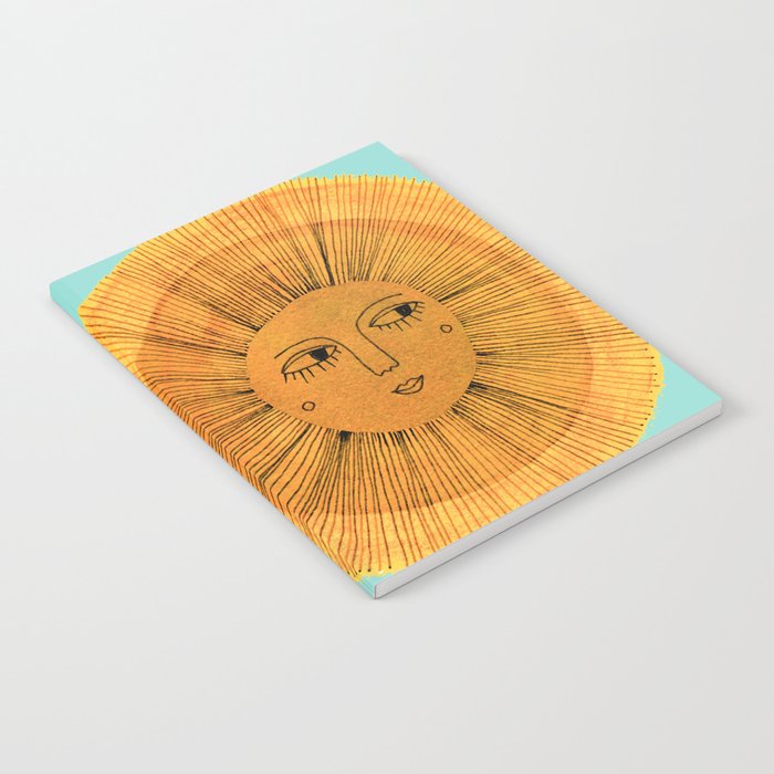 Sun Drawing Gold and Blue Notebook