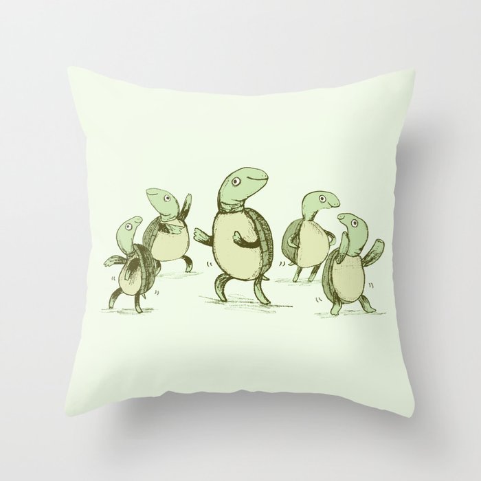 Dancing Turtles Throw Pillow