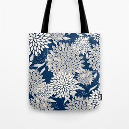 Leaves and Blooms, Blue and Gray Tote Bag