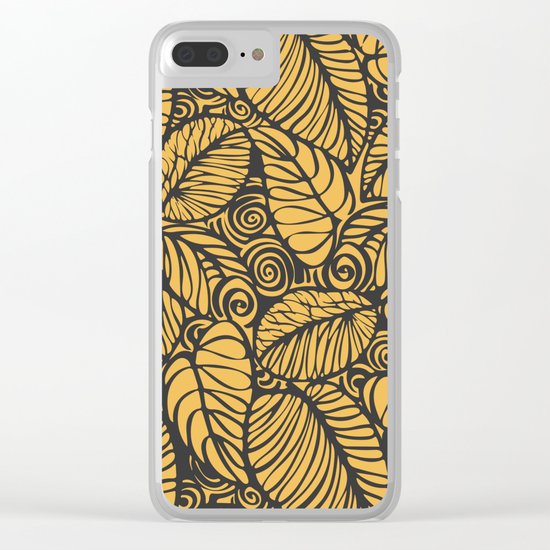 Summer Leaves Gold Clear iPhone Case