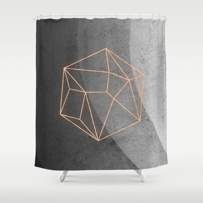 Geometric Solids on Marble Shower Curtain