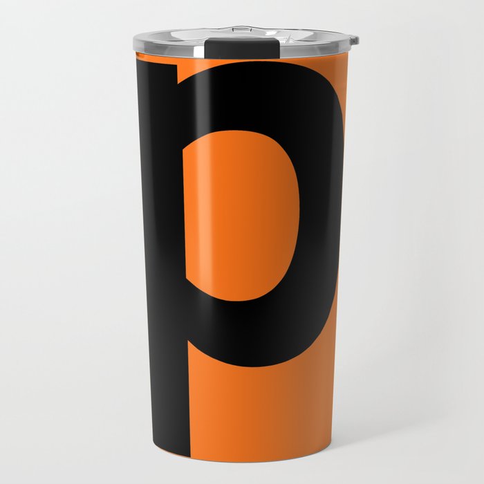 letter P (Black & Orange) Travel Mug