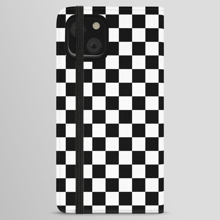 White and Black Checkerboard iPhone Wallet Case
