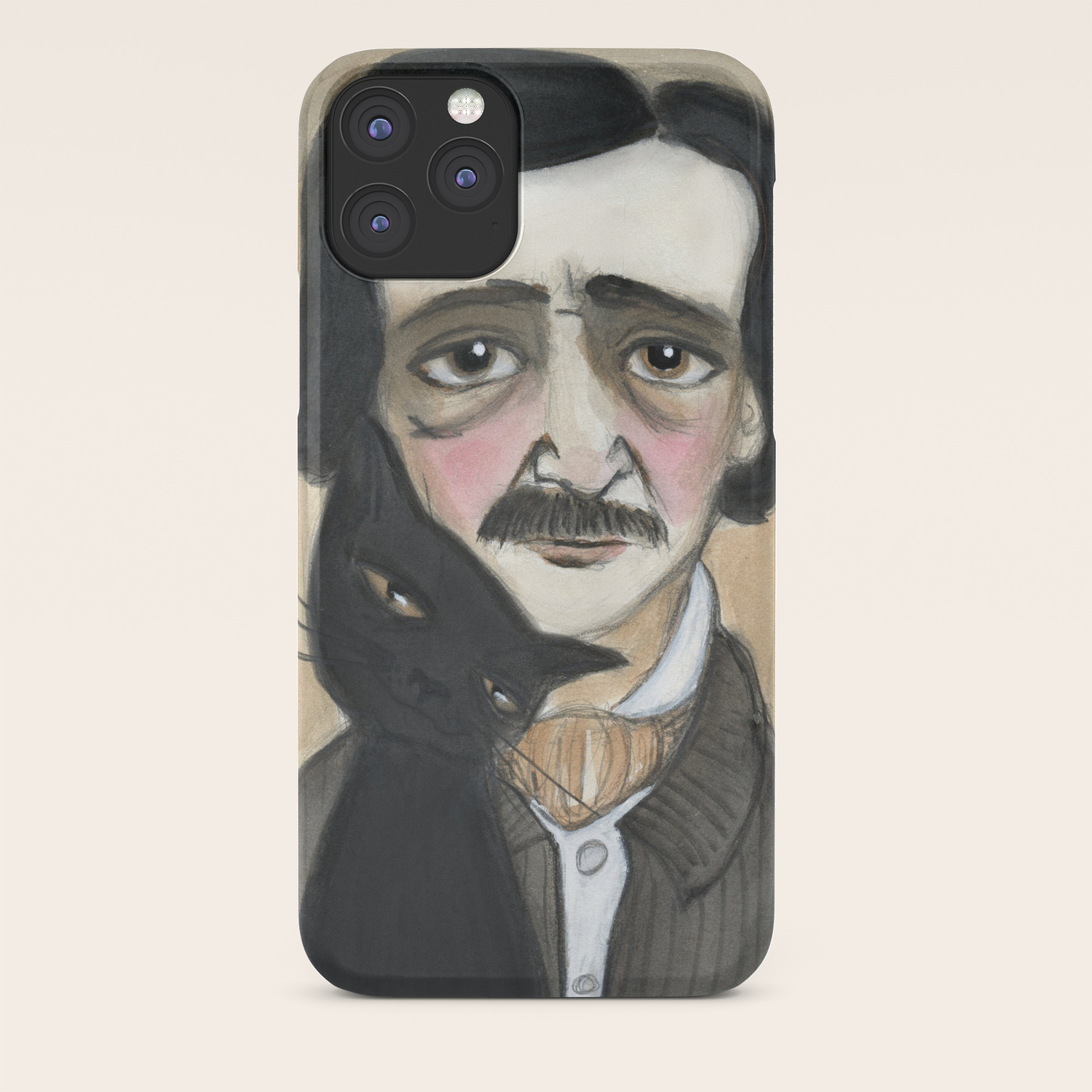Edgar Allan Poe And The Black Cat Iphone Case By Bluehourstudio
