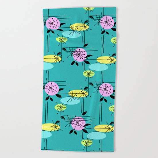 Retro . Turquoise . Beach Towel