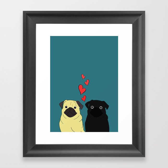 Pugs In Love Framed Art Print