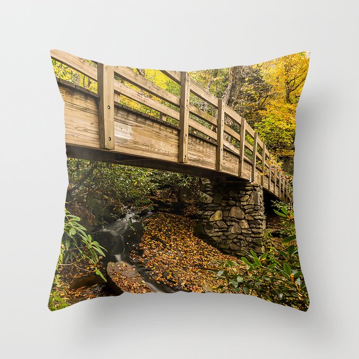 Blue Ridge Mountains - Rough Ridge Bridge Throw Pillow