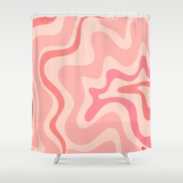 Retro Liquid Swirl Abstract in Soft Pink Shower Curtain