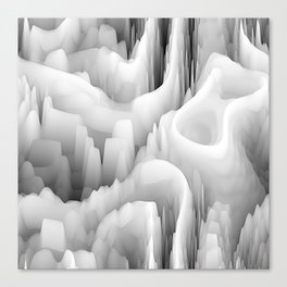 art abstract fractal wave blurred monochrome background in black, grey and white colors; seamless pattern; 3d effect Canvas Print