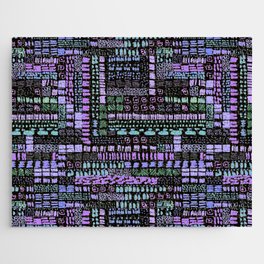 purple blue green ink marks hand-drawn collection Jigsaw Puzzle