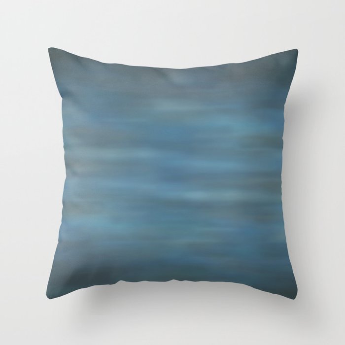 Abstract Soft Watercolor Blend Graphic Design 12 Black, Dark Blue and Light Blue Throw Pillow