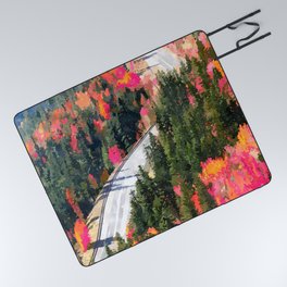 Valley of Pink Trees | Fantasy Pop of Color Forest Nature | Jungle Adventure Road Trip Pine Picnic Blanket