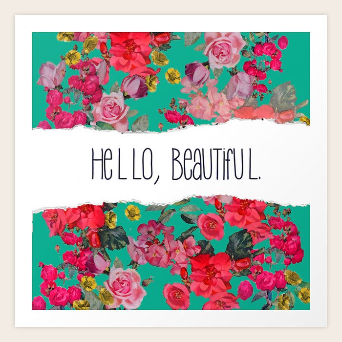 Vintage Floral Print With Teal Background Version 2 Art Vintage Floral Print With Teal Background Version 2 Art