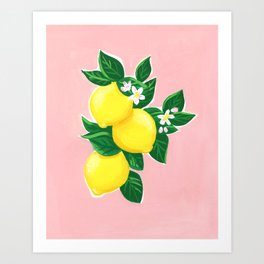 Lemons on Pink Art Print