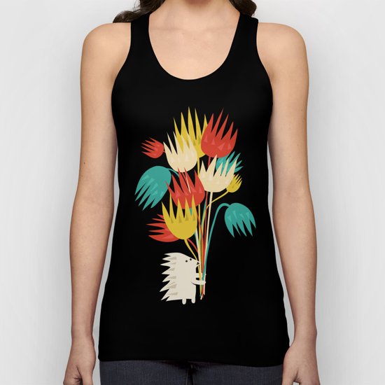 Hedgehog with flowers Unisex Tank Top