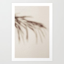Palm leaf shadow on a beige wall | Palmtree lover | Santorini sun travel photography | Art print Art Print