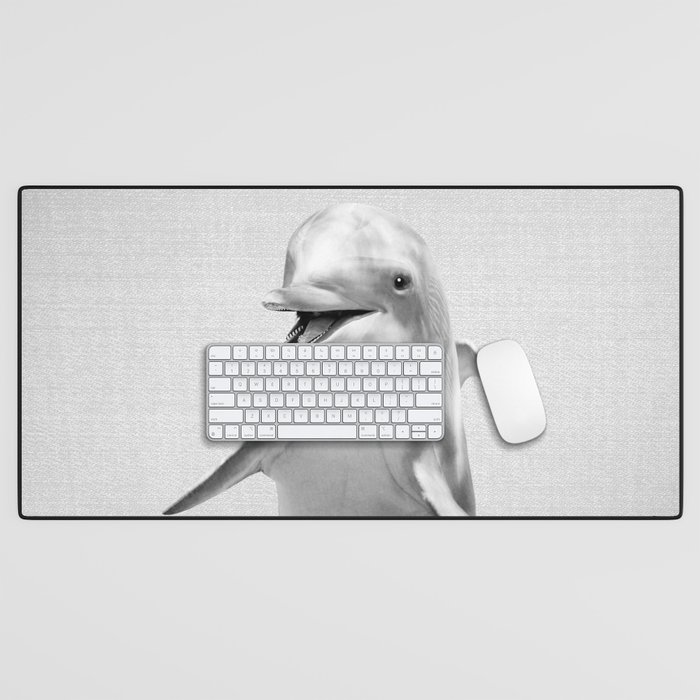 Dolphin - Black & White Desk Mat