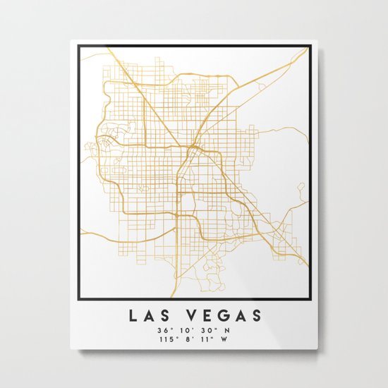LAS VEGAS NEVADA CITY STREET MAP ART Metal Print