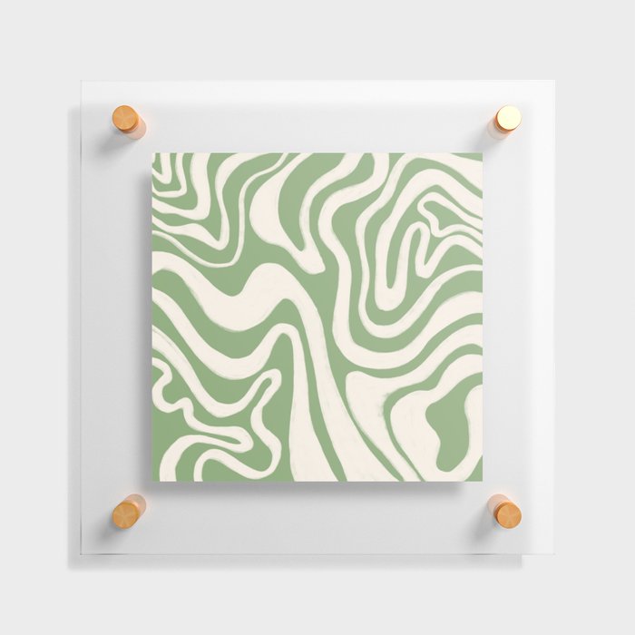 Cheerful Sage Green Liquid Swirl  Floating Acrylic Print