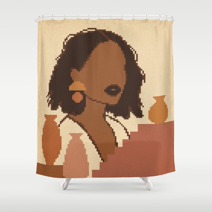 Pixel moroccan woman Shower Curtain