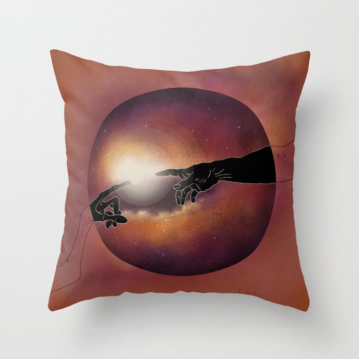 Life in Space - orange Throw Pillow