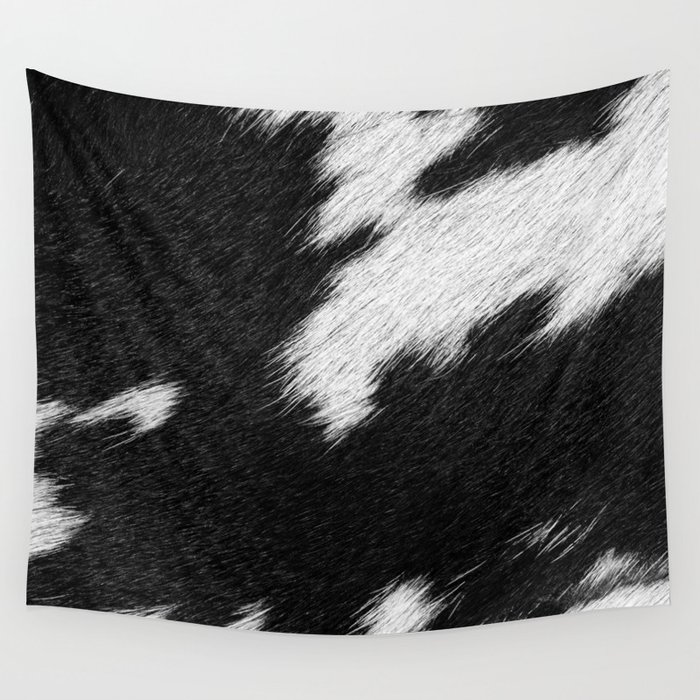 Black and White Cowhide Fur Wall Tapestry