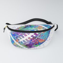 American Football Ball Art Colorful Blue Purple Watercolor Art Sports Gift Fanny Pack