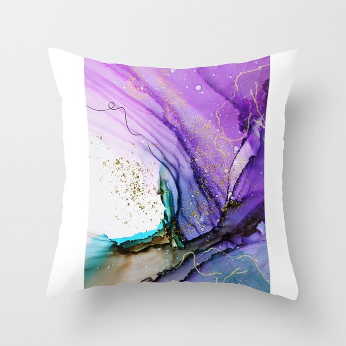 Pretty Purple & Gold Design Throw Pillow