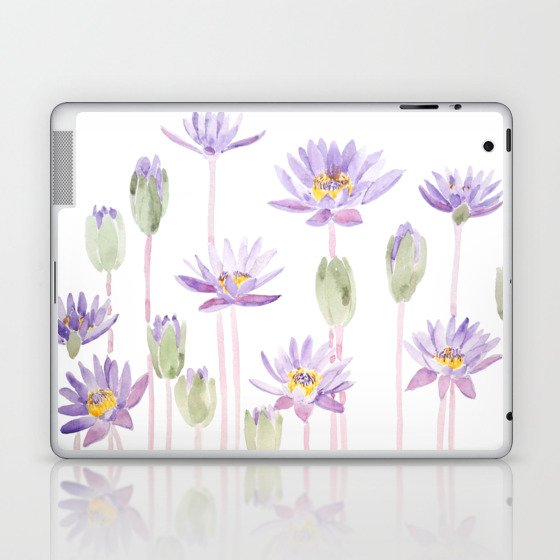 purple waterlily watercolor horizontal  Laptop & iPad Skin
