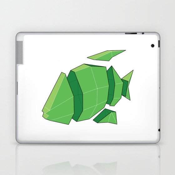 Illustration of a 3D Paper Craft Fish Model Laptop & iPad Skin