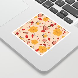 Patterns with flowers yellow and red spring summer Sticker