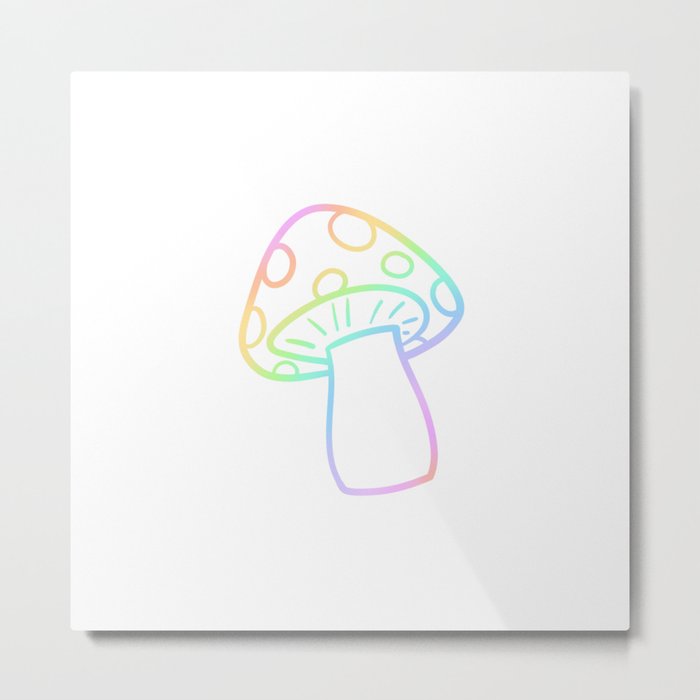 Pastel Rainbow Gradient Mushroom Metal Print