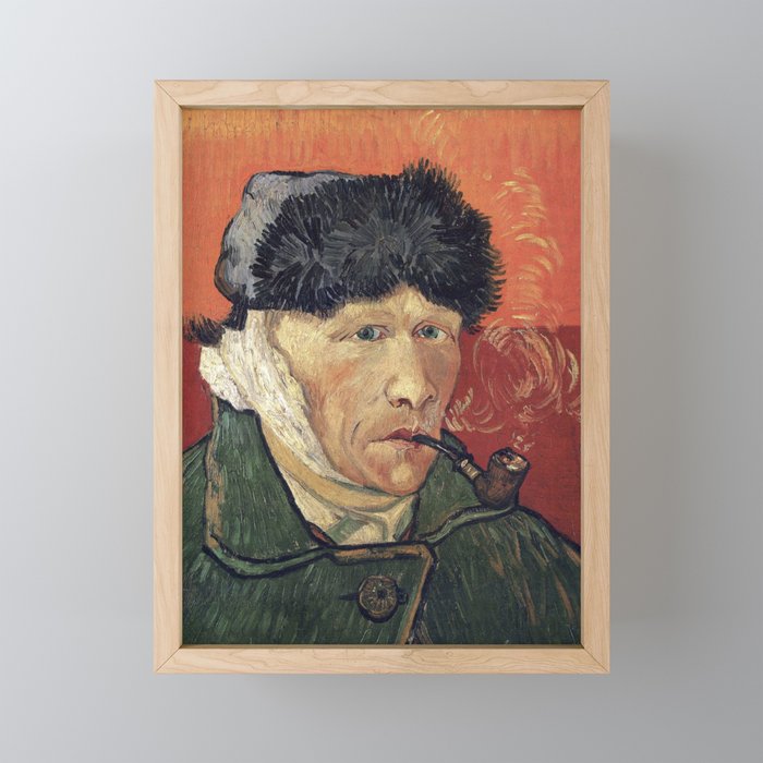 Self-Portrait with Bandaged Ear and Pipe Framed Mini Art Print
