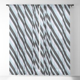 [ Thumbnail: Lavender, Light Blue, and Black Colored Lined Pattern Sheer Curtain ]