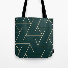 Dark green line art pattern Tote Bag