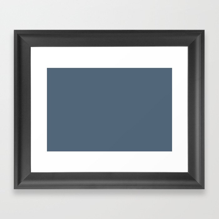 Dark Blue Gray Solid Color Pairs Pantone Bluefin 18-3919 TCX Shades of Blue Hues Framed Art Print
