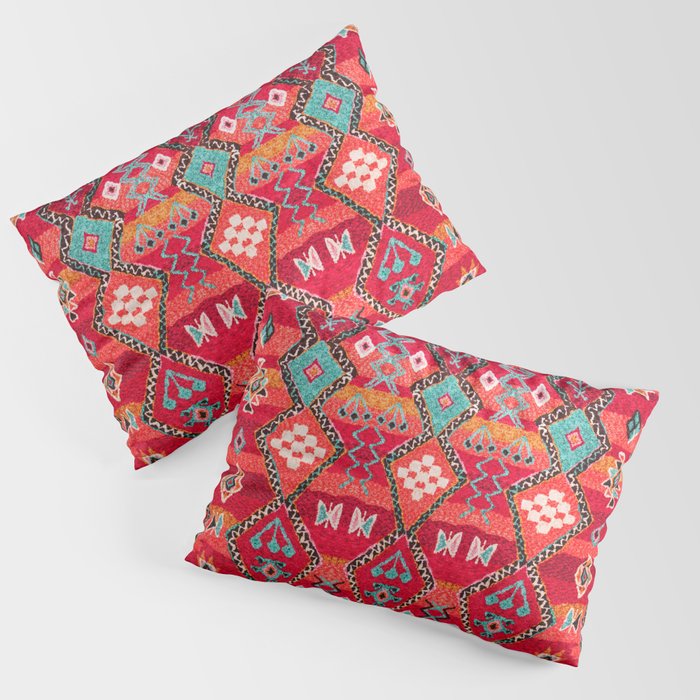 N197 - Red Oriental Heritage Bohemian Traditional Moroccan Style Pillow Sham
