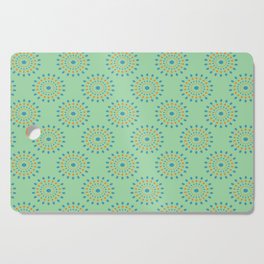 SPLASH RETRO ABSTRACT in BLUE AND ORANGE ON MINT GREEN Cutting Board