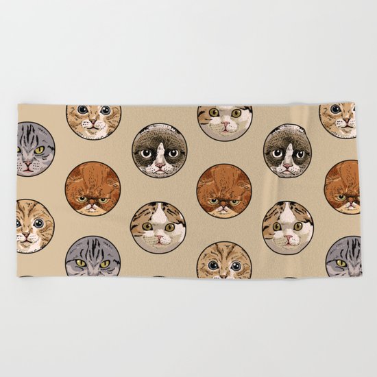 Polka Meaw Beach Towel
