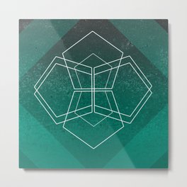 Geometric - Teal Metal Print