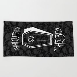 Think Outside The Box Goth Coffin Humour Beach Towel