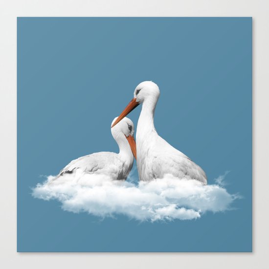 STORKS ON CLOUDS (animals love) Canvas Print