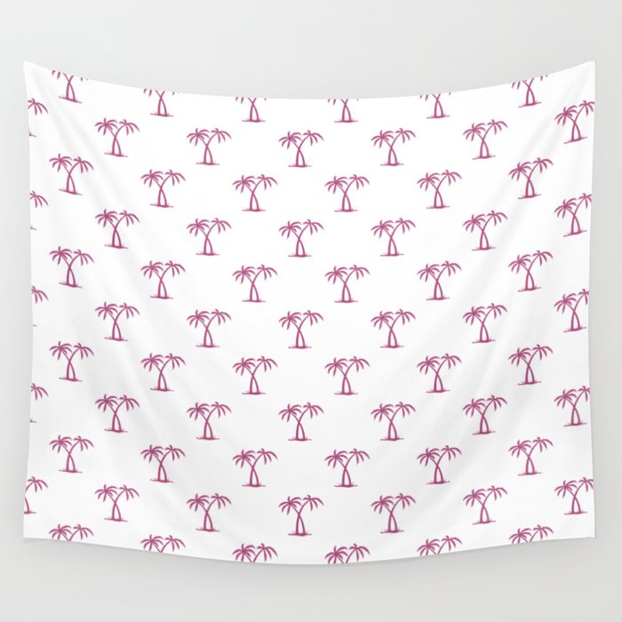 Magenta Palm Trees Pattern Wall Tapestry