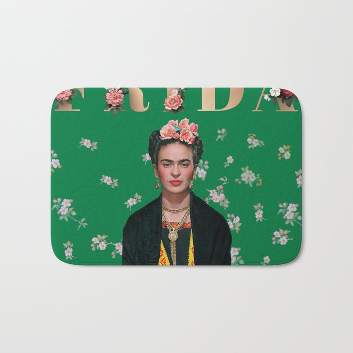 Frida Kahlo and Flowers Bath Mat