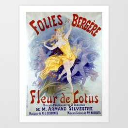 Folies Berg Res Fleur De Lotus 1893 By Jules Cheret | Reproduction Art Nouveau Art Print