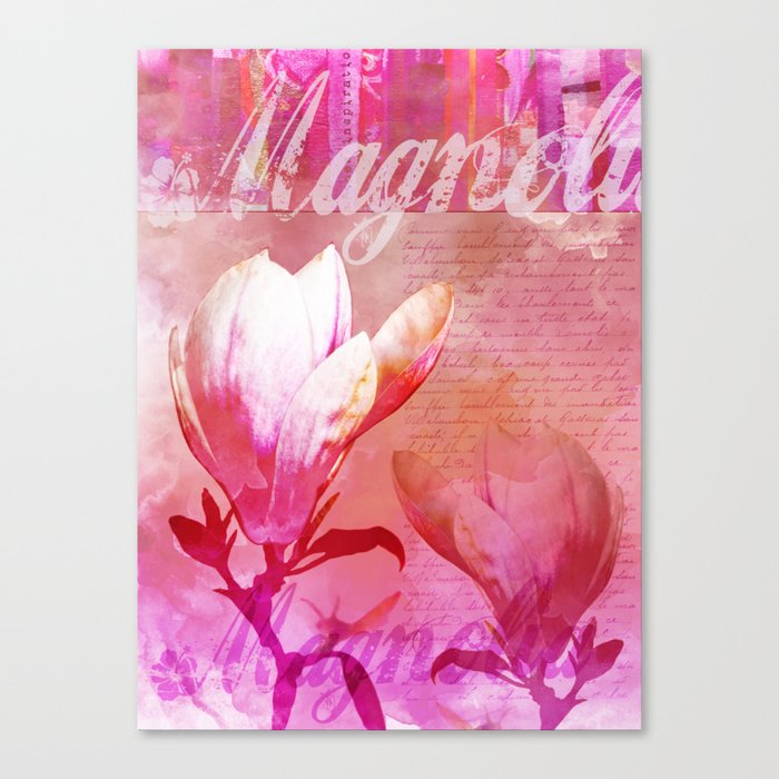 Magnolia flower pink orange Canvas Print