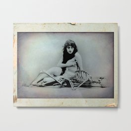 The Vamp girl with Skeleton photo, actress Theda Bara Metal Print | Goth, Skeleton, Skull, Cabinetcard, Naked, Macabre, Scary, Vintage, Cinema, Photo 